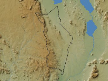 Ntcheu, district of Malawi. Colored elevation map with lakes and rivers clipart