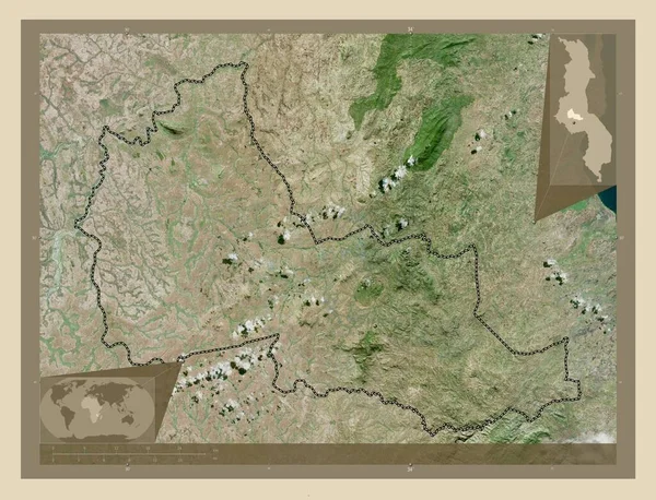 Dowa Dzielnica Malawi Mapa Satelity Wysokiej Rozdzielczości Pomocnicze Mapy Położenia — Zdjęcie stockowe