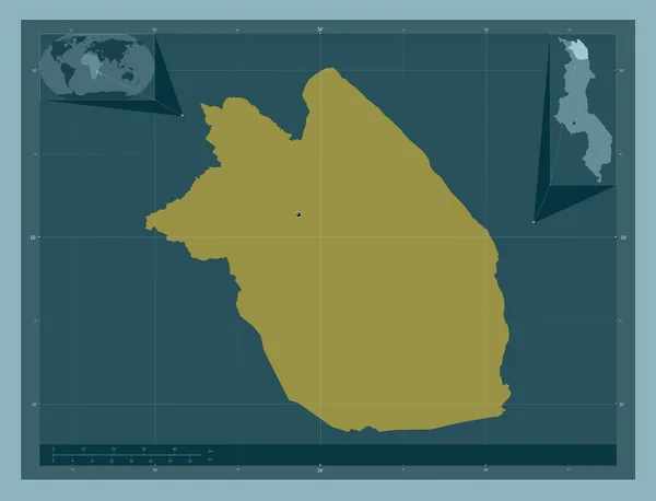 Каронга Район Малави Твердая Форма Цвета Вспомогательные Карты Расположения Углов — стоковое фото