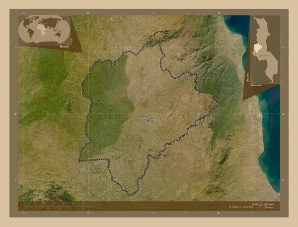 Касунгу Район Малави Карта Спутника Низкого Разрешения Места Названия Крупных — стоковое фото