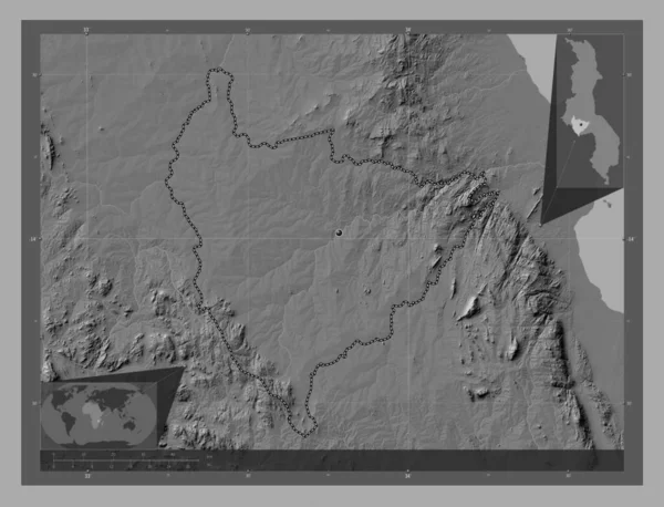 Лилонгве Район Малави Карта Рельефа Билевела Озерами Реками Вспомогательные Карты — стоковое фото