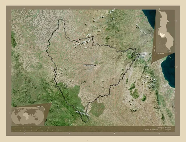 Lilongwe Περιφέρεια Μαλάουι Υψηλής Ανάλυσης Δορυφορικός Χάρτης Τοποθεσίες Και Ονόματα — Φωτογραφία Αρχείου