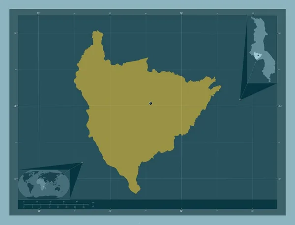 利隆圭 马拉维区 固体的颜色形状 该区域主要城市的所在地点 角辅助位置图 — 图库照片