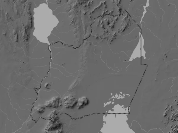 Мачинга Район Малави Карта Высот Оттенках Серого Озерами Реками — стоковое фото