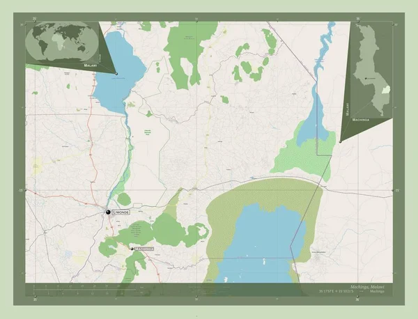 Мачінга Район Малаві Відкрита Карта Вулиць Місця Розташування Назви Великих — стокове фото