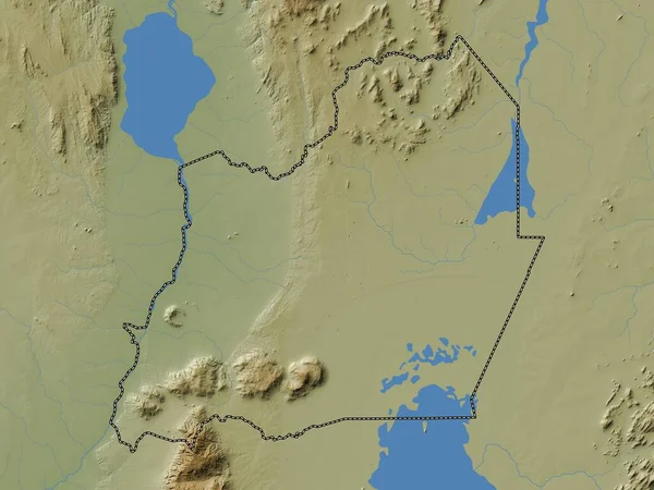 Machinga Okres Malawi Barevná Mapa Jezery Řekami — Stock fotografie