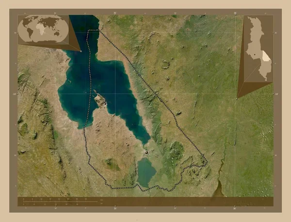 Мангочі Район Малаві Супутникова Карта Низькою Роздільною Здатністю Розташування Великих — стокове фото