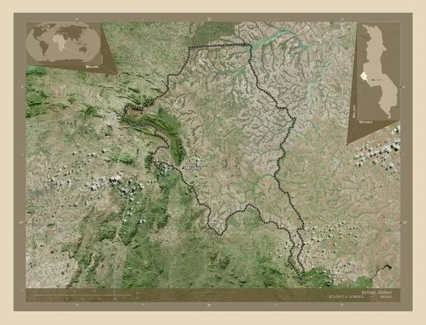 Mchinji Bezirk Von Malawi Hochauflösende Satellitenkarte Orte Und Namen Der — Stockfoto