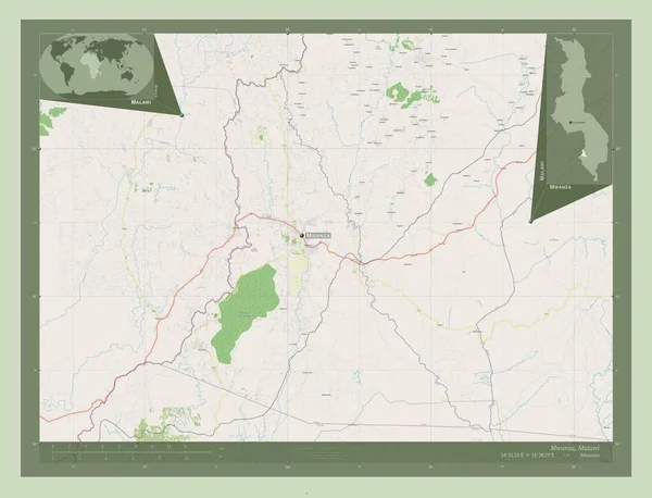 Мванза Район Малаві Відкрита Карта Вулиць Місця Розташування Назви Великих — стокове фото