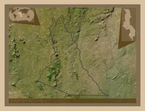 Mwanza Malawi Bölgesi Düşük Çözünürlüklü Uydu Köşedeki Yedek Konum Haritaları — Stok fotoğraf