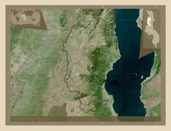 Мзимба Район Малави Спутниковая Карта Высокого Разрешения Вспомогательные Карты Расположения — стоковое фото