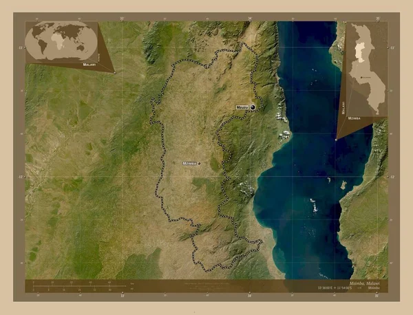 Мзимба Район Малави Карта Спутника Низкого Разрешения Места Названия Крупных — стоковое фото