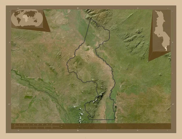 Nsanje Περιφέρεια Μαλάουι Δορυφορικός Χάρτης Χαμηλής Ανάλυσης Γωνιακοί Χάρτες Βοηθητικής — Φωτογραφία Αρχείου