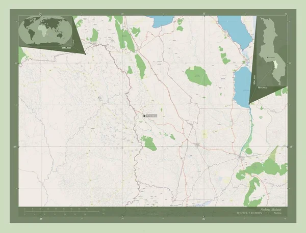 Нчеу Район Малаві Відкрита Карта Вулиць Місця Розташування Назви Великих — стокове фото