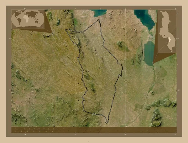 Ntcheu Malavi Bölgesi Düşük Çözünürlüklü Uydu Köşedeki Yedek Konum Haritaları — Stok fotoğraf