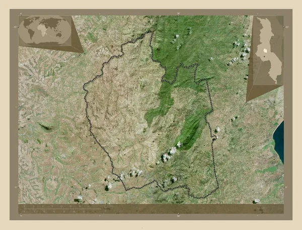 Ntchisi Περιφέρεια Μαλάουι Υψηλής Ανάλυσης Δορυφορικός Χάρτης Γωνιακοί Χάρτες Βοηθητικής — Φωτογραφία Αρχείου