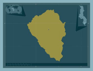 Thyolo, Malavi bölgesi. Katı renk şekli. Köşedeki yedek konum haritaları