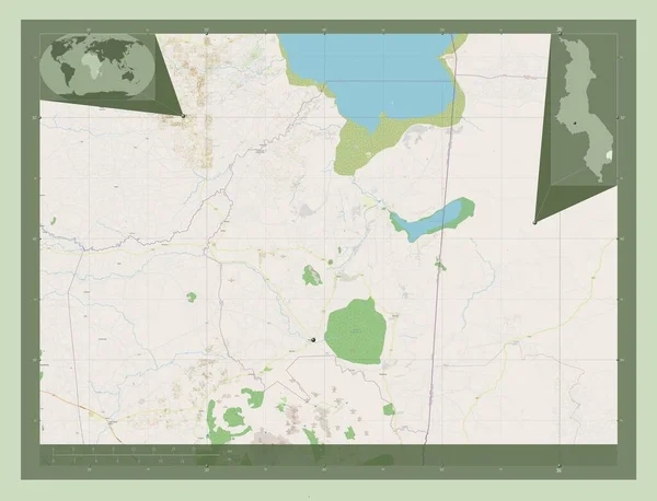 Phalombe Dzielnica Malawi Otwórz Mapę Ulic Pomocnicze Mapy Położenia Narożnika — Zdjęcie stockowe