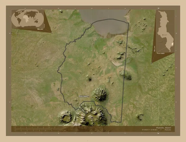 Phalombe District Malawi Carte Satellite Basse Résolution Emplacements Noms Des — Photo