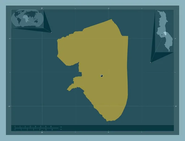Salima Distrito Malawi Forma Color Sólido Mapas Ubicación Auxiliares Esquina —  Fotos de Stock
