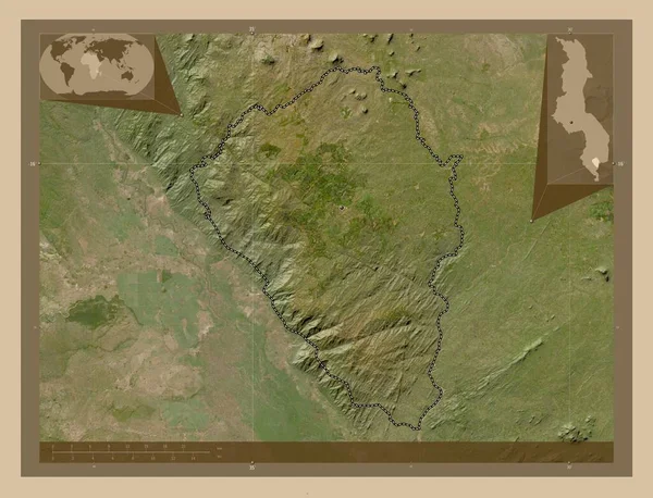 タヨロ マラウィの地区 低解像度衛星地図 コーナー補助位置図 — ストック写真