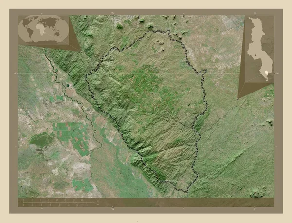 Thyolo Distrito Malawi Mapa Satélite Alta Resolução Mapa Localização Auxiliar — Fotografia de Stock
