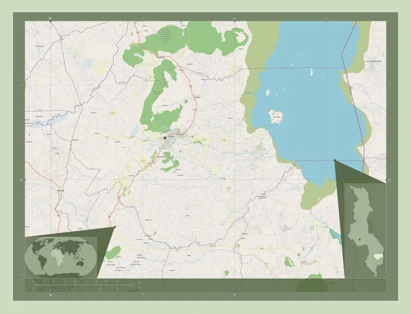 Зомба Район Малави Карта Улиц Вспомогательные Карты Расположения Углов — стоковое фото