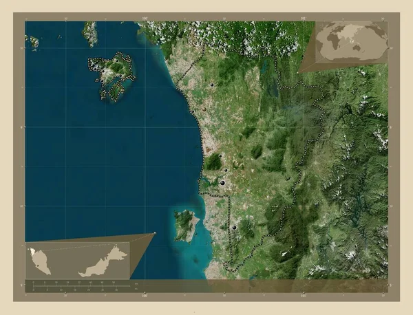 Kedah Πολιτεία Της Μαλαισίας Υψηλής Ανάλυσης Δορυφορικός Χάρτης Τοποθεσίες Μεγάλων — Φωτογραφία Αρχείου
