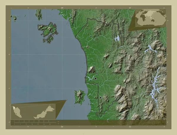 Kedah Πολιτεία Της Μαλαισίας Υψόμετρο Χάρτη Χρωματισμένο Στυλ Wiki Λίμνες — Φωτογραφία Αρχείου