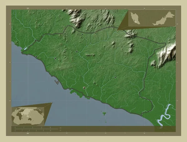Мелака Штат Малайзія Висота Карти Забарвлена Вікі Стилі Озерами Річками — стокове фото