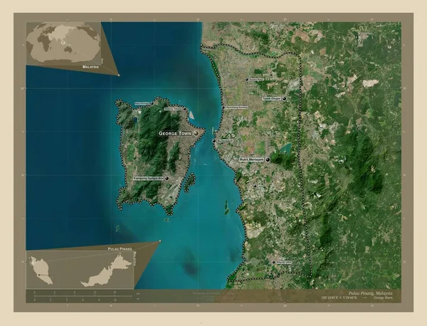 Пулау Пінанг Штат Малайзія Супутникова Карта Високої Роздільної Здатності Місця — стокове фото