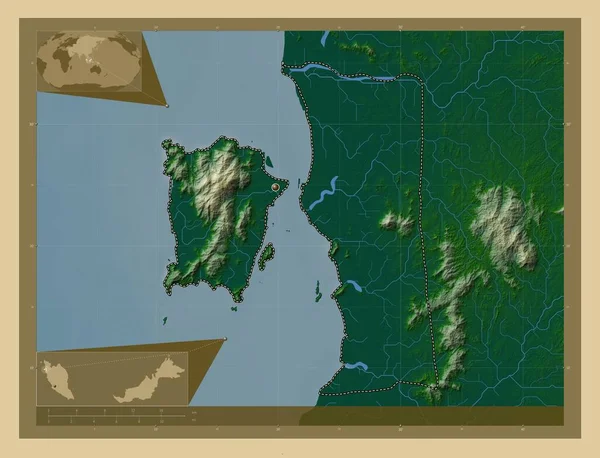 Pulau Pinang Stát Malajsie Barevná Mapa Jezery Řekami Pomocné Mapy — Stock fotografie