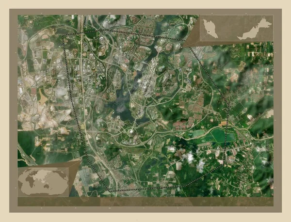 Putrajaya Ομοσπονδιακή Επικράτεια Της Μαλαισίας Υψηλής Ανάλυσης Δορυφορικός Χάρτης Γωνιακοί — Φωτογραφία Αρχείου