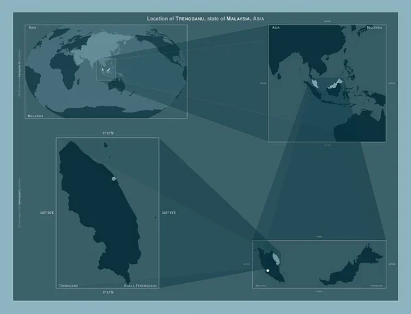 Trengganu Estado Malasia Diagrama Que Muestra Ubicación Región Mapas Gran —  Fotos de Stock
