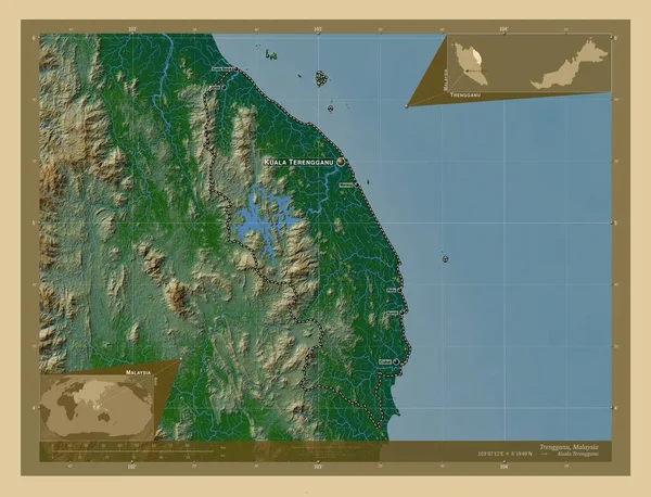 타이가 말레이시아의 호수와 고지대 지역의 도시들의 위치와 Corner Auxiliary Location — 스톡 사진