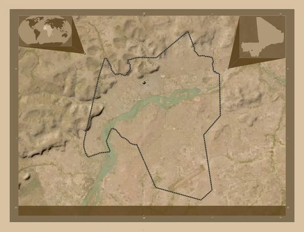 Bamako District Mali Low Resolution Satellite Map Corner Auxiliary Location — Stock Photo, Image