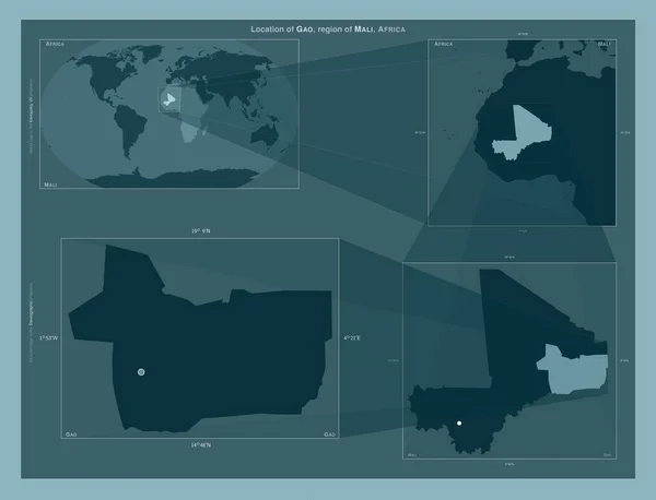Gao Región Malí Diagrama Que Muestra Ubicación Región Mapas Gran — Foto de Stock