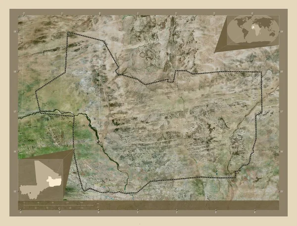 Gao Região Mali Mapa Satélite Alta Resolução Mapa Localização Auxiliar — Fotografia de Stock