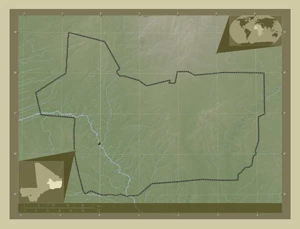 Gao Regione Del Mali Mappa Elevazione Colorata Stile Wiki Con — Foto Stock