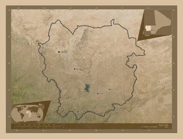Kayes Oblast Mali Satelitní Mapa Nízkým Rozlišením Umístění Názvy Velkých — Stock fotografie