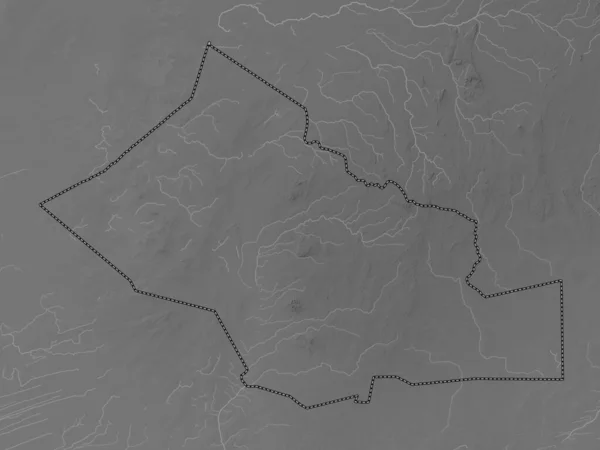 Kidal Mali Bölgesi Gölleri Nehirleri Olan Gri Tonlama Yükseklik Haritası — Stok fotoğraf