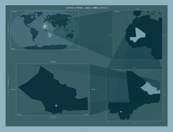 Kidal Región Malí Diagrama Que Muestra Ubicación Región Mapas Gran —  Fotos de Stock