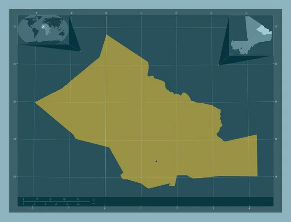 Kidal Mali Bölgesi Katı Renk Şekli Köşedeki Yedek Konum Haritaları — Stok fotoğraf
