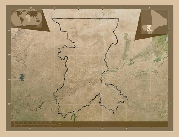 Κουλικόρο Περιφέρεια Μάλι Δορυφορικός Χάρτης Χαμηλής Ανάλυσης Γωνιακοί Χάρτες Βοηθητικής — Φωτογραφία Αρχείου