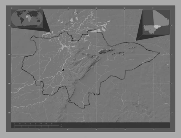 Mopti Oblast Mali Mapa Nadmořské Výšky Jezery Řekami Pomocné Mapy — Stock fotografie