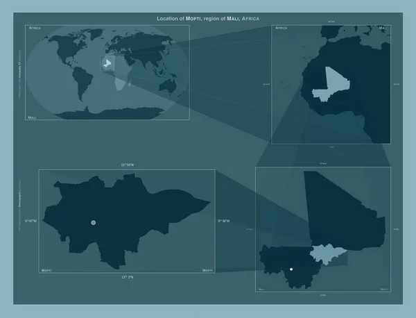 Mopti Región Malí Diagrama Que Muestra Ubicación Región Mapas Gran — Foto de Stock