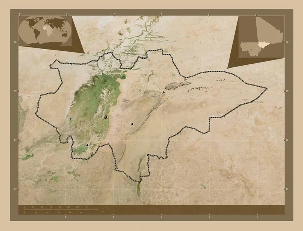 Mopti Regio Mali Lage Resolutie Satellietkaart Locaties Van Grote Steden — Stockfoto