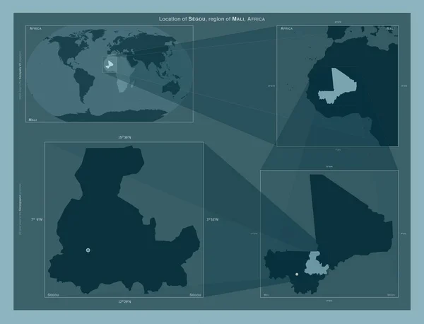 Segou Región Malí Diagrama Que Muestra Ubicación Región Mapas Gran — Foto de Stock
