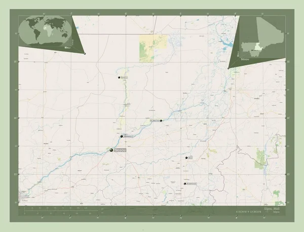 Сегу Область Мали Карта Улиц Места Названия Крупных Городов Области — стоковое фото