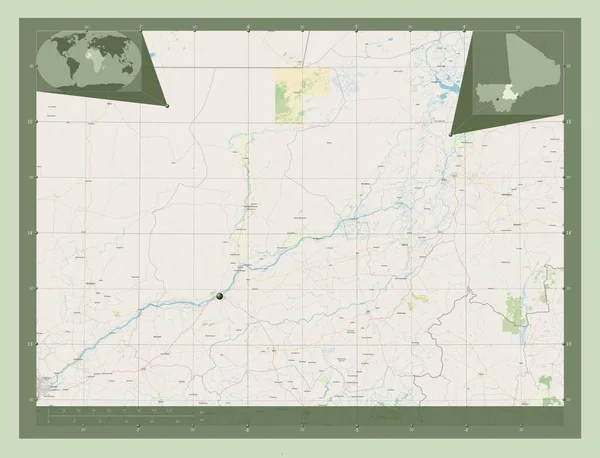 Сегу Область Мали Карта Улиц Вспомогательные Карты Расположения Углов — стоковое фото